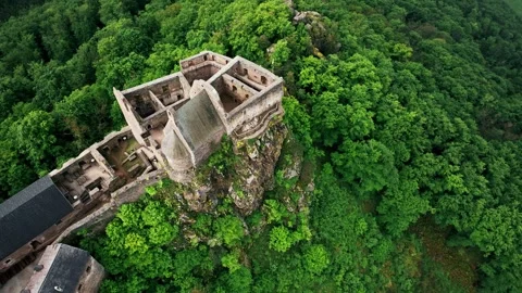 Aerial view of Aggstein Castle - Austria Stock Footage 243214539