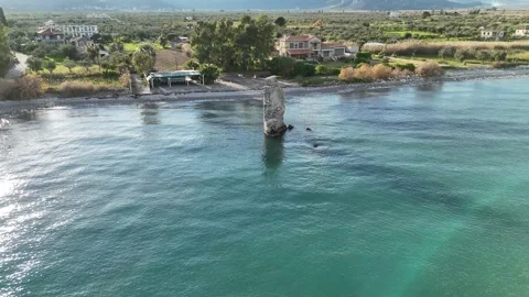 Aerial view of the Agios Andreas Windmill, Greece Video stock 299954838