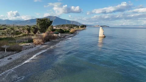 Aerial view of the Agios Andreas Windmill, Greece Video stock 299954845
