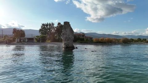 Aerial view of the Agios Andreas Windmill, Greece Video stock 299955358