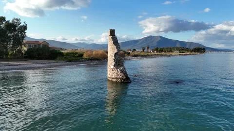 Aerial view of the Agios Andreas Windmill, Greece Video stock 299955520