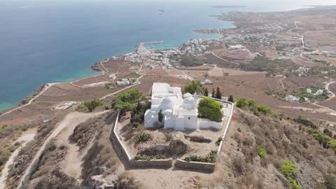 Aerial View of Agios Antonios Monastery in Paros, Greece Stock Footage 291725811
