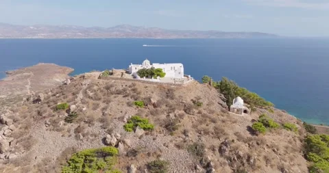 Aerial View of Agios Antonios Monastery in Paros, Greece Stock Footage 291728406