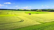 Aerial View Of Agricultural Fields And Summer Country. Nature Background Stock Footage