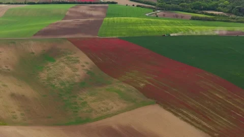 Aerial view of agricultural fields in Cejkovice, Czechia. Stock Footage 337857099