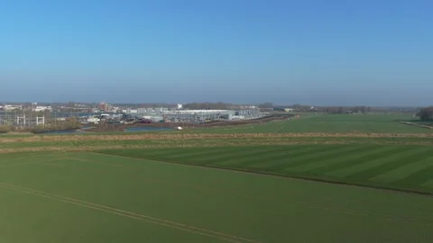 Aerial view of an ai cloud data center in winschoten, the netherlands Stock Footage 334056831
