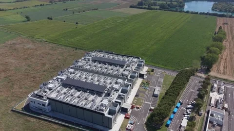 Aerial View AI Computing Campus and Cloud Infrastructure at DATA4. Milan, Italy Stock Footage 346013691