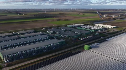 Aerial view of AI Data Center, Netherlands. Stock Footage 325501907
