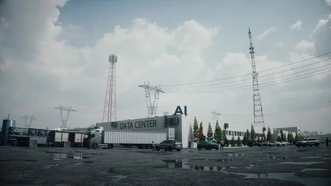 Aerial View of AI Data Center. Infrastructure and equipment for AI. 库存影片 336344976
