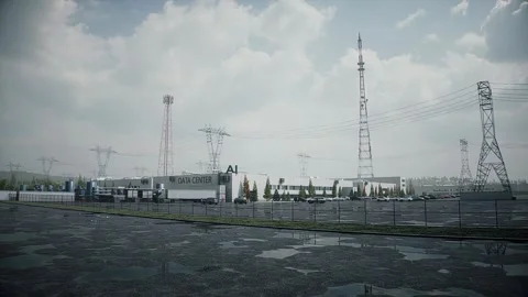 Aerial View of AI Data Center. Infrastructure and equipment for AI. Stock Footage 336345005