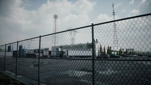 Aerial View of AI Data Center. Infrastructure and equipment for AI. Stock Footage 336345098