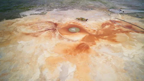 Aerial View of Aikeng Spring &amp;quot;Eye of the Devil&amp;quot; in Mangya Video stock 342152725