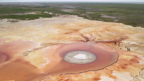 Aerial View of Aikeng Spring &amp;quot;Eye of the Devil&amp;quot; in Mangya Vídeos de archivo 342154084