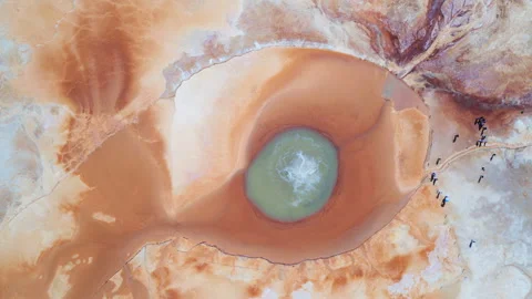Aerial View of Aikeng Spring &amp;quot;Eye of the Devil&amp;quot; in Mangya Видео 342157403