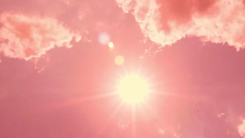 Aerial View, Air Plane Window View Time Lapse Red Orange Sky Sun and Fluffy Clou Stock Footage 228719339