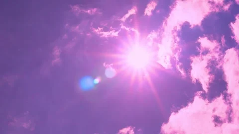 Aerial View, Air Plane Window View Time Lapse Purple Blue Sky Sun and White Pink Stockbeeldmateriaal 334130072