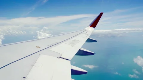 Aerial view from the aircraft window while flying through the cloud Stock Footage 170981702