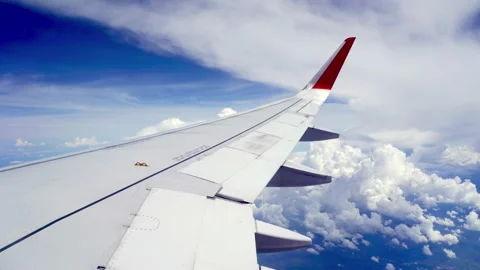 Aerial view from the aircraft window while flying through the cloud Stock Footage 170981826