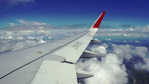 Aerial view from the aircraft window while flying through the cloud Stock Footage 170982127