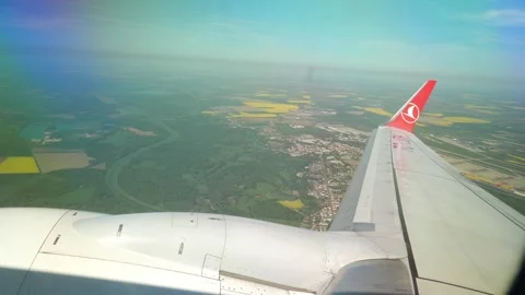 Aerial View of Airplane Approaching Leipzig with Scenic Cityscape Stock Footage 323994229