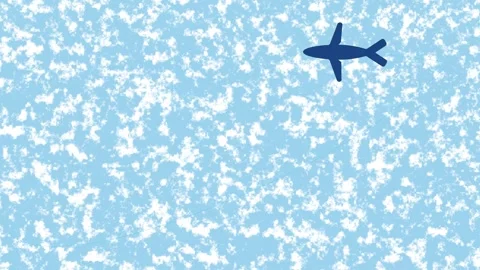 Aerial view airplane flight animation cloudscape blue sky contrail loop mot.. Stock Footage 321443383