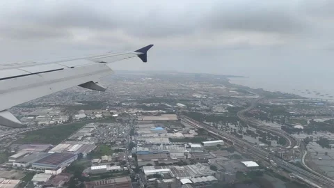 An aerial view from an airplane window Stock Footage 336675117