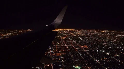 Aerial View From Airplane Window Over City Lights Stock Footage 71357950