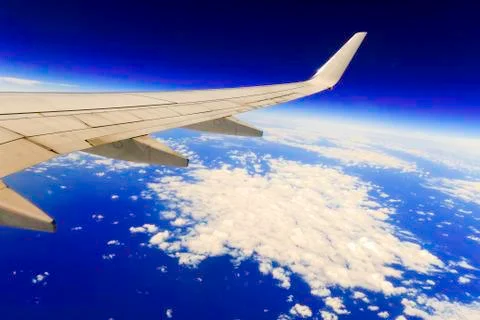 Aerial view from the airplane window. Stock Photos