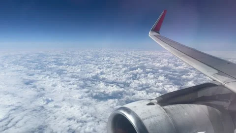 Aerial View of Airplane Wing Over Clouds 動画素材 341522522