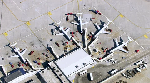 Aerial view of an airport terminal Stock Footage 32933036