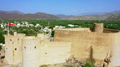 Aerial view of Al Rustaq Castle, Oman Stock Footage 202651099