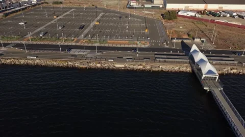 Aerial View of Alameda Ferry Point Parking Lot and EV Charging Stations 스톡 동영상 345019977