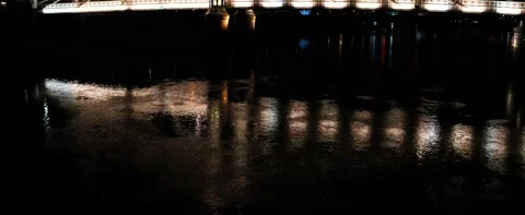 Aerial View of Albert Bridge at night in London. Drone Footage, 4K24F Video stock 170774468