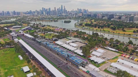 Aerial View of Albert Park Before Melbourne Grand Prix Stock Footage 329365746