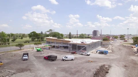 Aerial View Of An Aldi Store Being Built Stock Footage 221580240