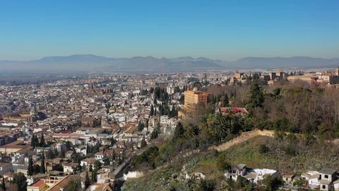 Aerial view of of Alhambra, castle/palace complex - city Granada, Spain, Europe 스톡 동영상 101656474