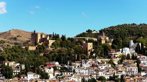 Aerial View of Alhambra Palace Complex in Granada Spain Stock Footage 345076175