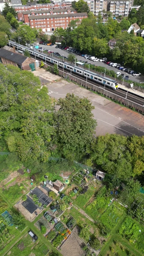 Aerial view of an allotment Stock Footage 249941444