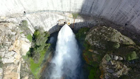 Aerial view of the Almendra Dam, also known as the Salto de Villarino. Stock Footage 293131914