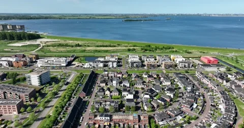 Aerial view of Almere, Netherlands Stock Footage 314117623