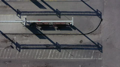 Aerial view of almost empty bus stations during Covid-19 lockdown in Warsaw Video stock 136485489