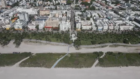 Aerial view along miami beach coastal strip Stock Footage 346263068