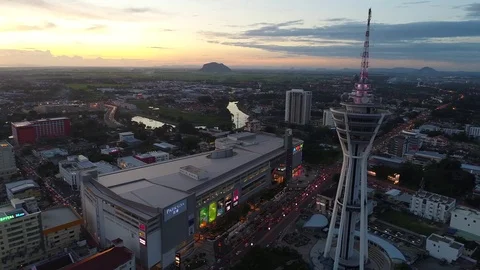 Aerial View Alor Setar Tower motion-left-right Stock Footage 77198343