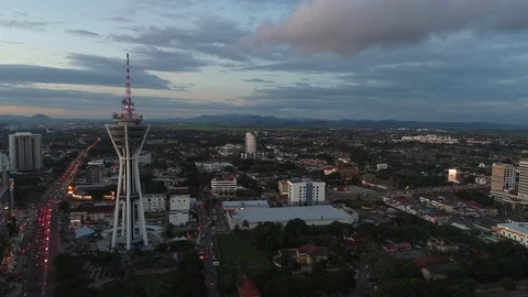 Aerial View Alor Setar Tower motion forward Stock Footage 77198390