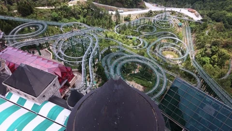 Aerial View of Alpine Coaster Tracks at Ba Na Hills Stock Footage 338276451