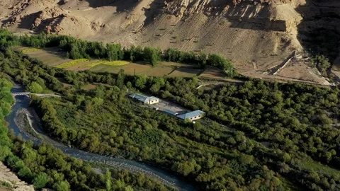 Aerial view of alpine forest in the himalayan ranges Stockbeeldmateriaal 121665391