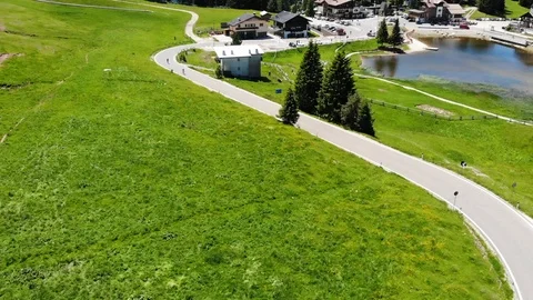 Aerial view of alpine landscape Stock Footage 112332606