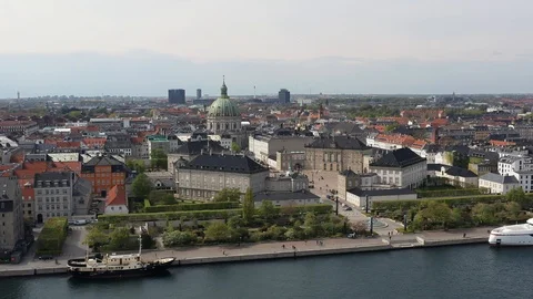 Aerial View of Amalienborg Royal Palace in Copenhagen, Denmark Stock Footage