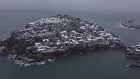 Aerial view of Amasra in winter. Stock Footage 334706313
