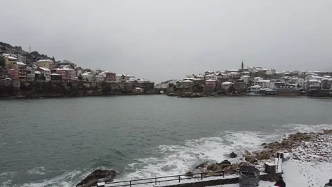 Aerial view of Amasra in winter. Stock Footage 334706380